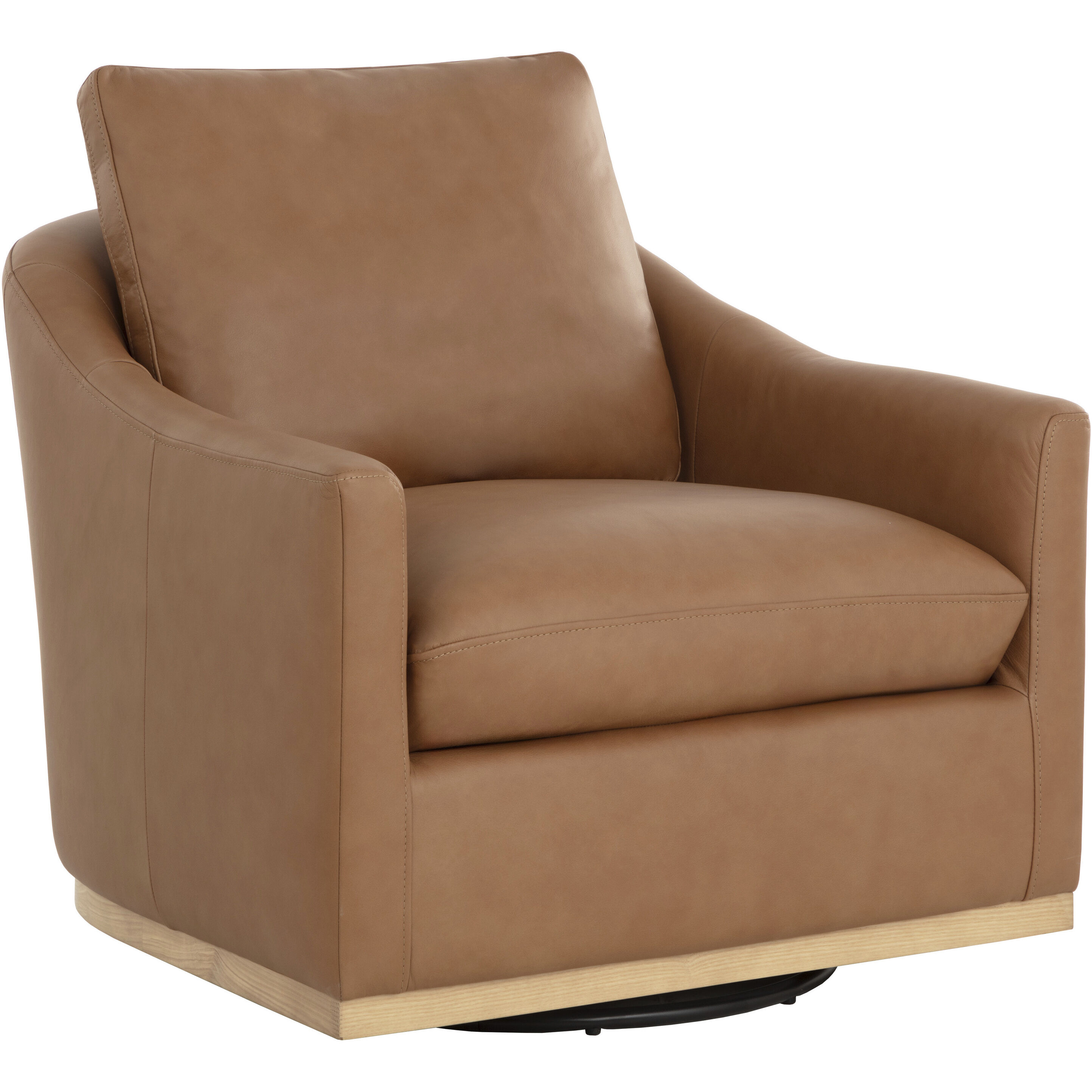 Corbin Aline Butternut Leather Swivel Lounge Chair